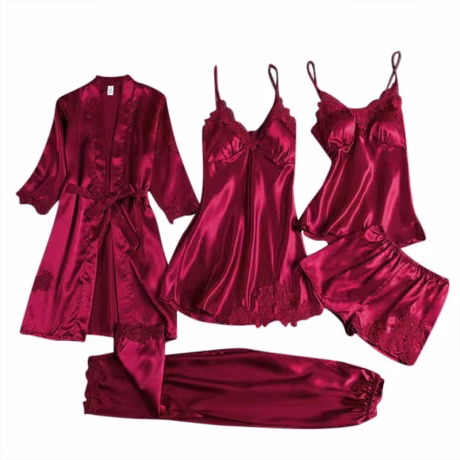 Pajamas Lace Suspender Nightdress set of five multi color Women's Sexy Pajamas suspender skirt suit beauty love