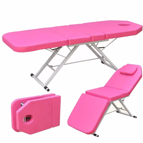 Portable Three-Fold Carbon Steel Beauty Massage Bed Foldable Design for Home Hotel Bedroom Contemporary Style New Arrival