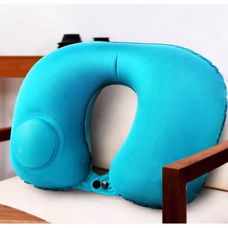 Portable Washable Soft Inflatable Neck Pillow Head Support Airplane U-Shape Travel