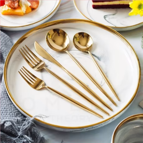 Portuguese dishwasher Safe Eco Friendly Matte Metal Cutlery Set Western Stainless Steel Cutlery western tableware set