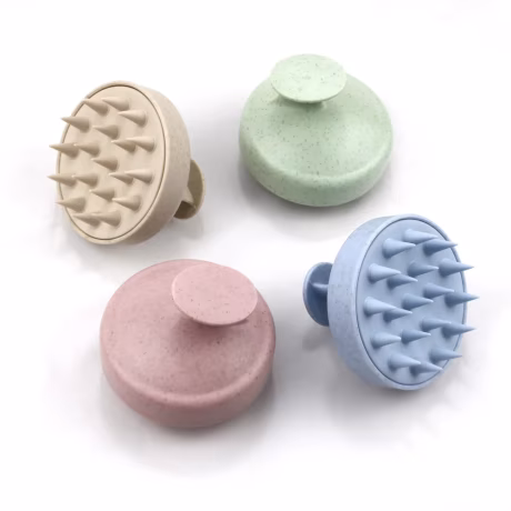 Private Logo Wheat Straw Hair Shampoo Brush Matte Shampoo Brush With Soft Silicone Biodegradable Materials Scalp Massager