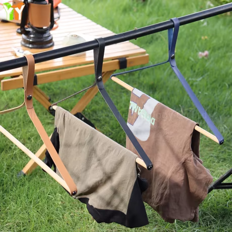 PU Leather Clothes Hangers Creative Tent Hanging Clothing Hanger Portable Camping Travel Folding Clothes Drying Rack