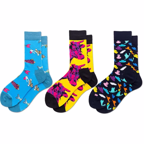 Quentin high quality men cotton happy socks with logo wholesale novelty funny art socks unisex skate fashion cool crazy socks