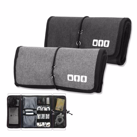 RTS Foldable Roll Up Tech Carrying Case Cable organizer Bag For USB Cables SD Memory Cards Pouch Electronic Organizer
