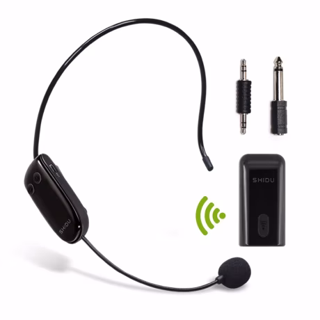 SHIDU Portable Mini microphone wireless headset collar condenser microphone for teachers fitness teaching yoga coach instructor