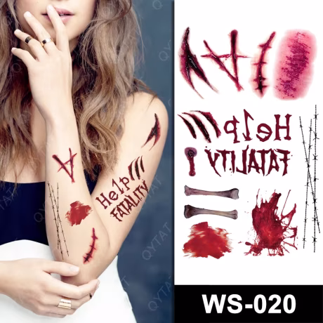 Skin Safe Party Costumes Scary Wound Blood Body Makeup Temporary Sticker Tatoo Halloween