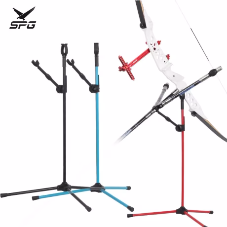 SPG Archery Bow Stand Recurve Compound Bow Bracket 3 Legs Fiberglass Folding Holder Rack Indoor and Outdoor Training Accessories