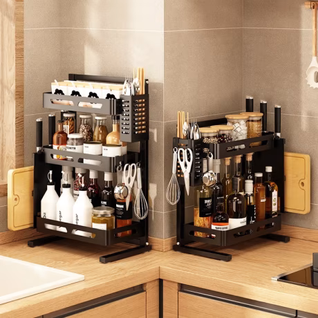 spice rack organize adjustable metal 2 layers kitchen spice racks organizer wall mounted