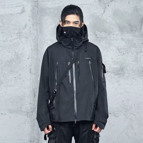 Tech Wear Spring Waterproof Windbreaker Custom High Quality Street Outdoor Bomber Men Jacket with Detachable Hood
