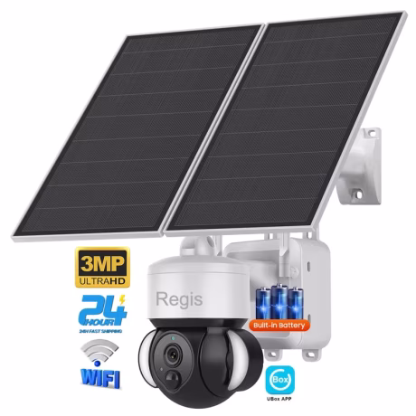 Ubox Solar Camera 3MP 2.4g Wifi Router Floodlight Outdoor IP Surveillance Ptz Battery Powered Security Camera System Solar