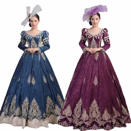 Velvet Embroidery Marie Antoinette Dress Christmas Party Ball Gown Medieval Renaissance Princess Dress Theater Costume
