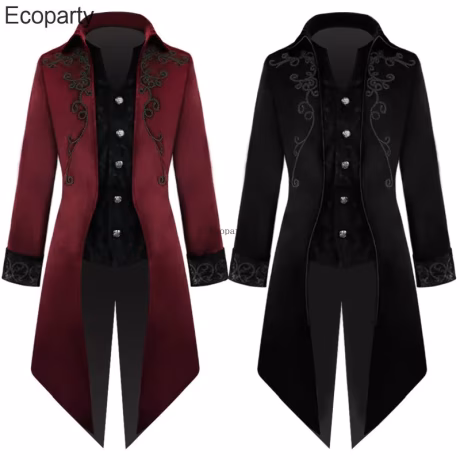 Victorian Larp Cosplay Jacket 20 Steampunk Medieval Cosplay Costumes Men Vintage Velvet Turn Down Collar TailCoat Jacket