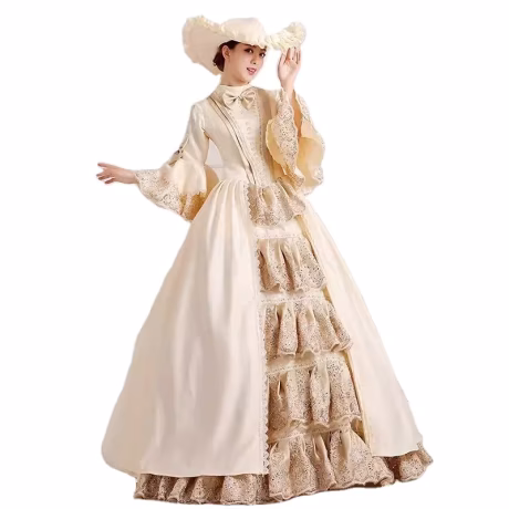 Victorian Marie Antoinette Duchess Red Beige Dresses Royal Court Clothes Costume Stage European Elegant Masquerade Dresses