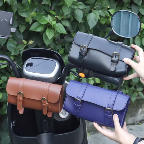 Vintage PU Leather Classic Retro Bicycle Bag Bike Rack Bag Storage Tool For Bicycle Scooter Head Folding Handlebar Saddle