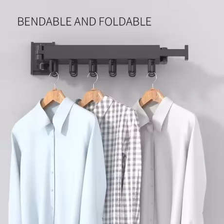 Wall Mount Retractable Folding extendable Clothes Hanger Cloth Drying Rack Indoor Aluminum