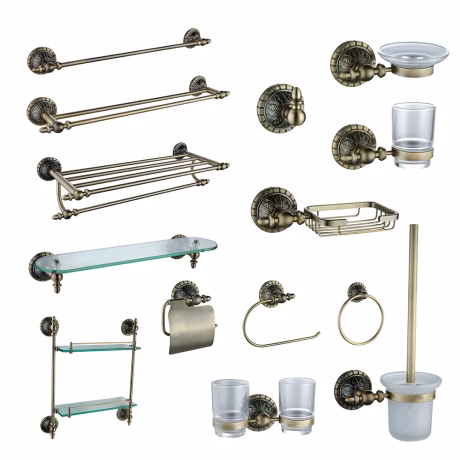 Wall mounted Antique bathroom washroom solid surface accessories complete set