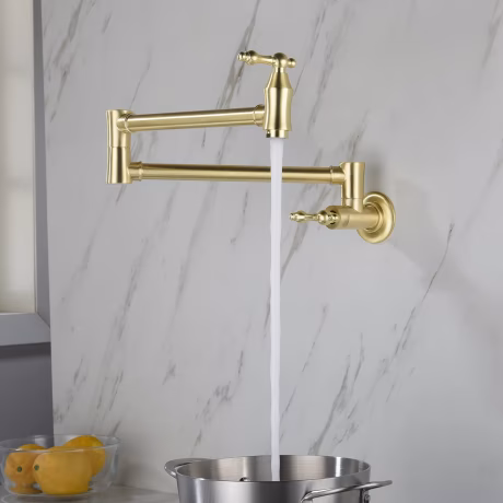 Wall Mounted Kitchen Pot Filler Faucet Contemporary Ceramic Swivel Water Filter Kitchen Tap Single Cold Pot Filler Folding 3.11"