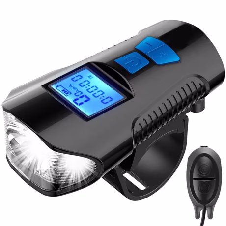 Waterproof Bicycle Light USB Rechargeable Bike Front Light Flashlight with Bike Computer LCD Speedometer Cycling Head Light Horn
