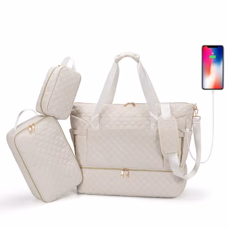 Weekender Overnight Bags for Women Large Travel Duffel Bags with Wet Pocket USB Charging Carry On Luggage Tote Bag with Toiletry