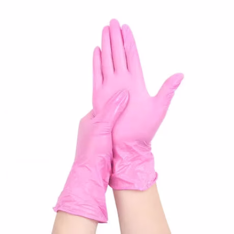 Wholesale disposable powder free pure nitrile pink VINYL gloves and cleaning gloves