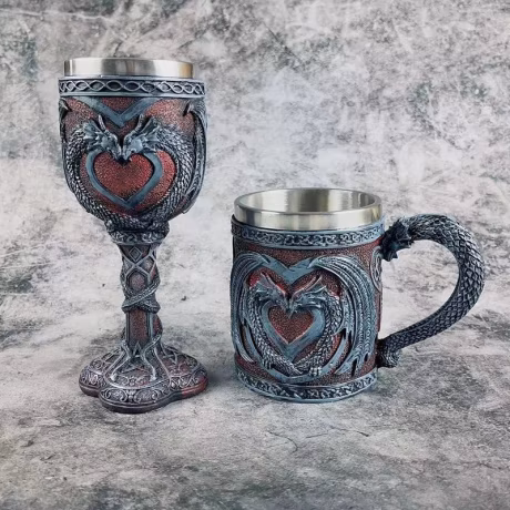 Wholesale Medieval vintage sculpted beer mug goblet dragon mug home ornaments For Gifts