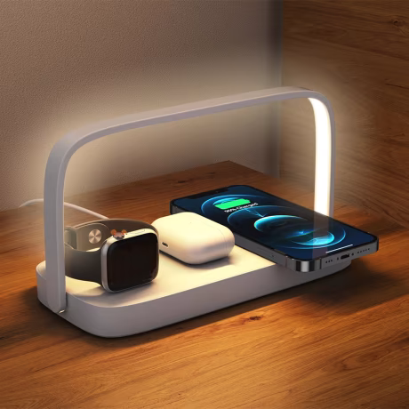Wireless Charger Multifunctional Charging Stand Cellphones Earphone Watch Bedroom Night Light 15W 3 in 1 Simple Novelty Watch