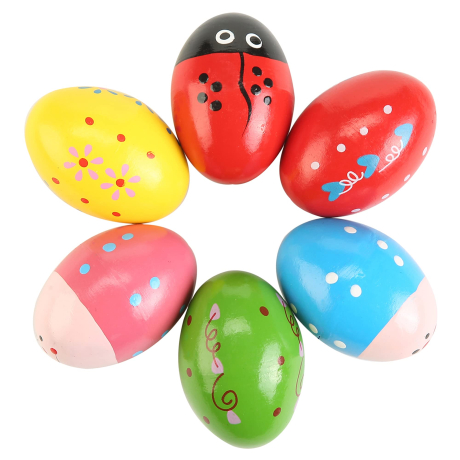 ONVELS Pick: 6Pcs Wooden Egg Shakers Hand Musical Maracas Percussion Instruments