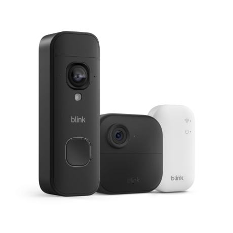 ONVELS Pick: Blink Outdoor 4 and Battery Doorbell 2K+ (newest model) — Two-year battery 1080p camera and 2K battery doorbell. Sync Module Core included — 1 Camera + Doorbell (Black)