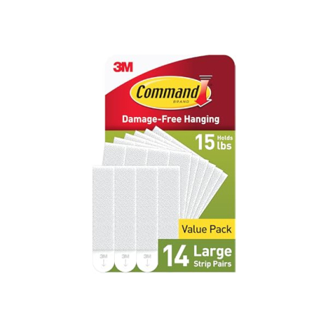 ONVELS Pick: Command 15 lb Large Picture Hanging Strips 14 Pairs (28 Strips), Damage-Free Hanging Picture Hangers, No Tools Wall Hanger for Home Decor, White Adhesive