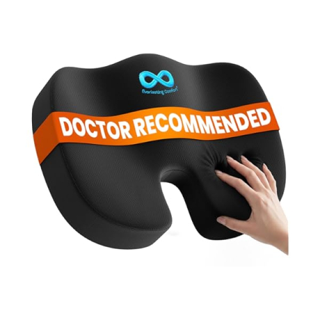 ONVELS Pick: Everlasting Comfort Doctor Recommended Memory Foam Seat Cushion for Office Chairs &amp; Car - Ergonomic Office Desk Accessories - Cushions for Tailbone Pain Relief, Sciatica (Black, Large)