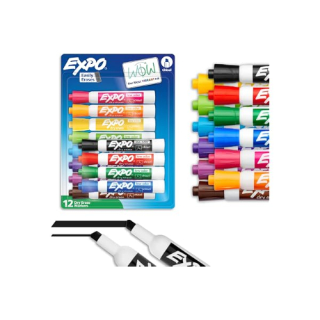ONVELS Pick: EXPO Dry Erase Markers, Low Odor Ink, Assorted Colors, Chisel Tip, 12 Count