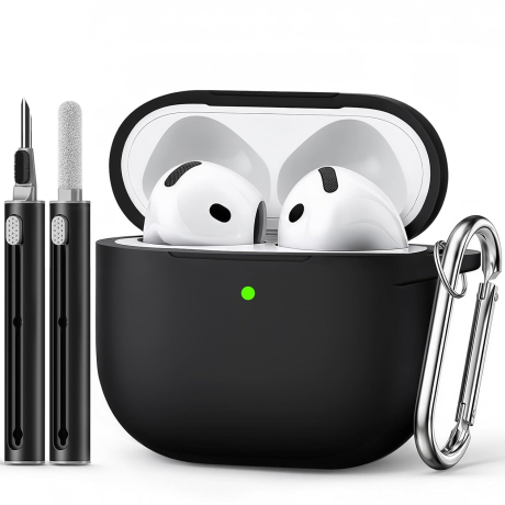 ONVELS Pick: Ljusmicker for AirPods 5/4 Case (2026/2024) with Cleaner Kit,Black | Soft Silicone Protective Cover for Apple AirPods 5 Case/AirPods 4 Case with Keychain for Women Men,Supports Wireless Charging