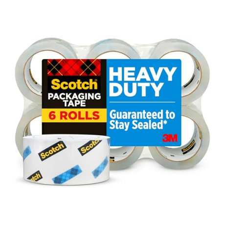 ONVELS Pick: Scotch Heavy Duty Shipping Packing Tape, Clear, Shipping and Packaging Supplies, 1.88 in. x 54.6 yd., 6 Tape Rolls
