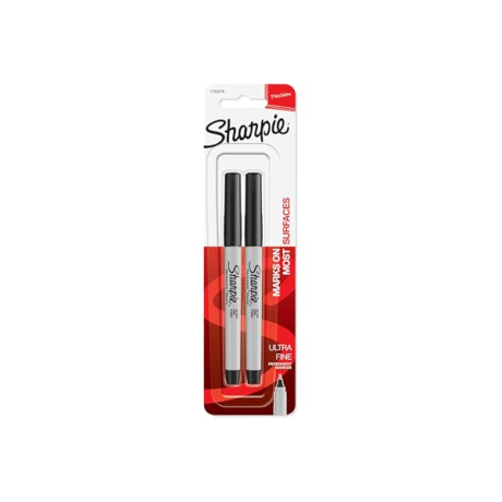 ONVELS Pick: Sharpie Permanent Markers, Ultra Fine Point, Black, 2 Count - Home, School, Office Supplies