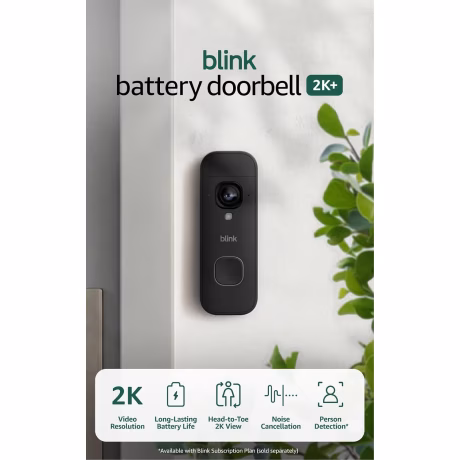 Blink Battery Doorbell 2K+ with Sync Module Core, Black
