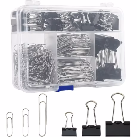EHME Assorted Binder Clips and Jumbo Paper Clips Set, 340 Pieces