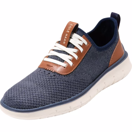 Cole Haan mens Generation Zerogrand Stitchlite Sneaker, Marine Blue/Gray Pinstripe Knit/Ch British Tan/Ivory, 9 US | Fashion Sneakers