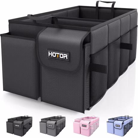 HOTOR Foldable Trunk Organizer for SUVs and Sedans, Black