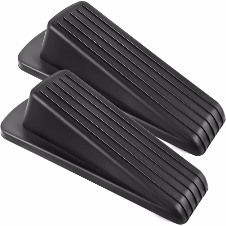 JZWBLILY Rubber Door Stop Wedges, Black, 2 Pack
