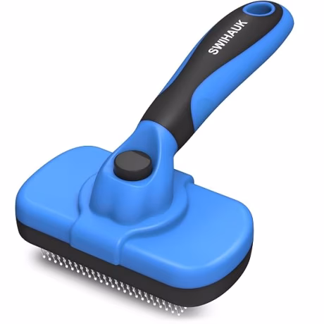 Swihauk Self-Cleaning Pet Grooming Brush, Blue