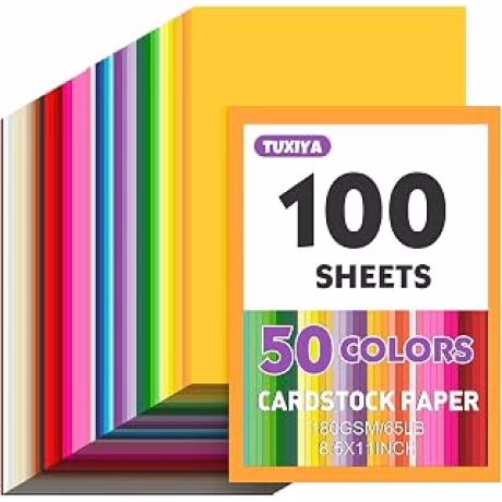 100 hojas de cartulina de colores de 8.5 x 11 pulgadas, 50 colores