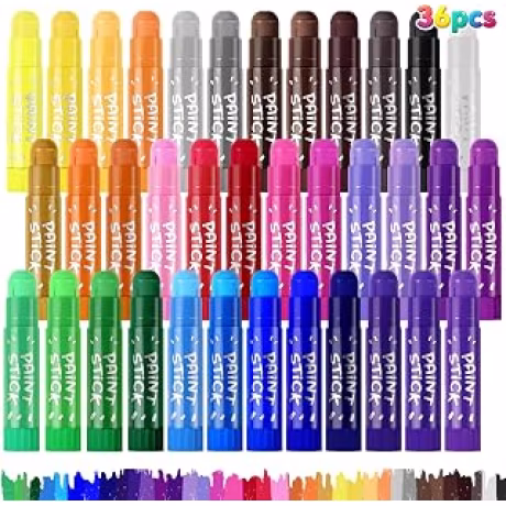 36 barras de pintura al temple para pintura, crayones sólidos lavables y retorcidos en 36 colores