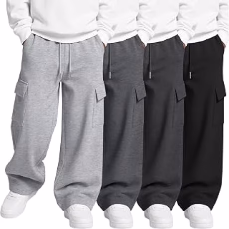4 Pack Boys Cargo Sweatpants Baggy Pants for 5-14Y