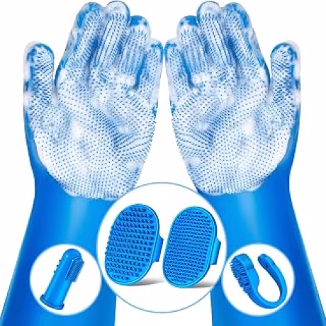 6 piezas de artículos de aseo y baño para perros, gatos | Guantes de lavado para perros | Cepillo de baño para perros | Cepillo de ducha para perros | Guantes de aseo para mascotas | Kit de aseo para perros | Suministros para mascotas para cabezal de duch