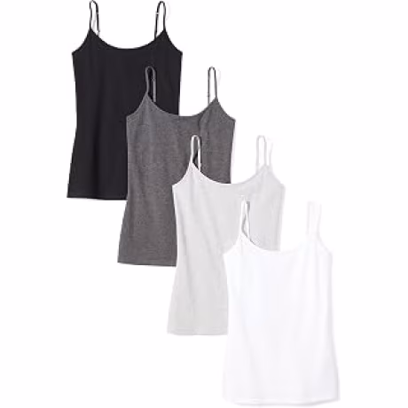 Amazon Essentials - Camisola ajustada para mujer para capas y uso diario, paquete de 4