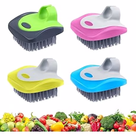 Aodaer — Cepillos de silicona con lados duro y suave para limpieza de frutas y verduras, 4 piezas