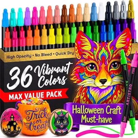 ARTISTRO 36 rotuladores de pintura acrílica multicolor de doble punta
