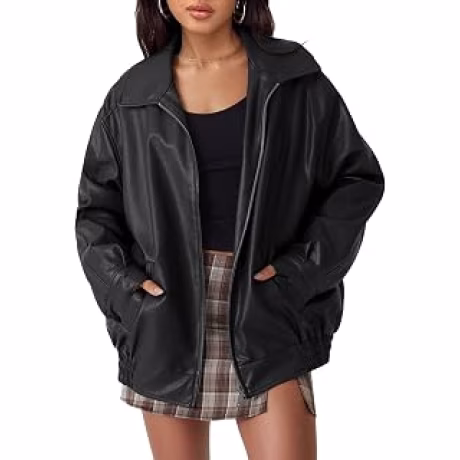 AUTOMET chaqueta de piel sintética de corte amplio para mujer