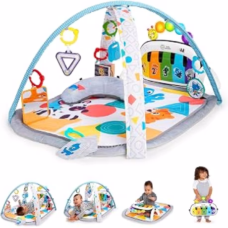 Baby Einstein Gimnasio de Juego y Alfombrilla de Actividad 4 en 1 Kickin' Tunes con Piano Musical y de Lenguaje para Tiempo Boca Abajo