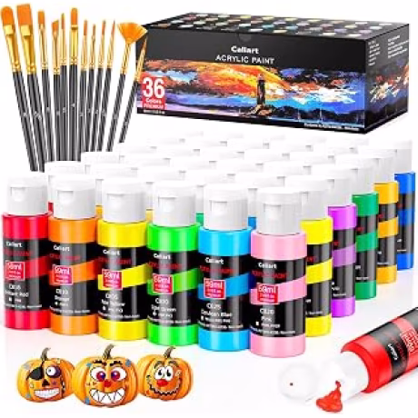 Caliart - Juego de 36 pinturas acrílicas con 12 pinceles
